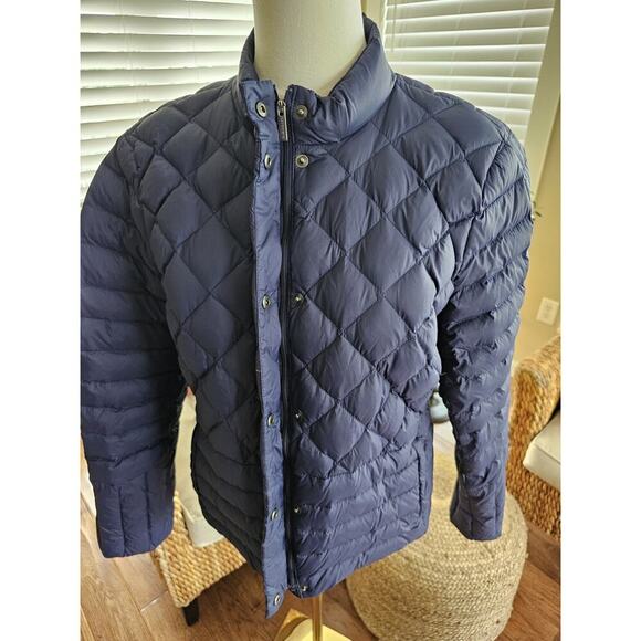 Lands' End Blue Quilted Down Puffer Coat Jacket Full Zip Women’s Sz MP EUC - Picture 7 of 11